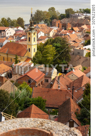 Belgrade, Serbia panoramic view with church, Zemun Belgrade, Serbia panoramic view with church, Zemun 107622805