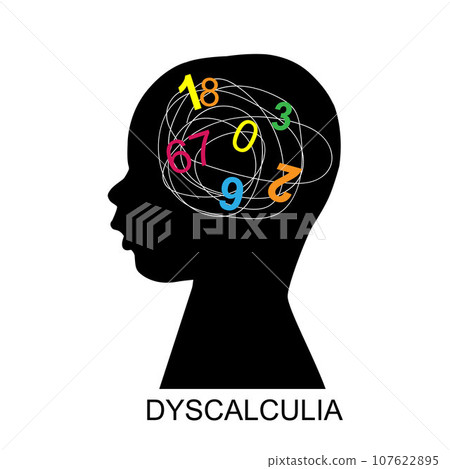 Silhouette of a child with dyscalculia vector Silhouette of a child with dyscalculia vector 107622895