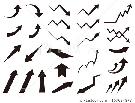Vector illustration set of descending and ascending arrows 107624878