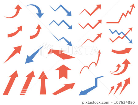 下降和上升箭頭的向量插圖集 下降和上升箭頭的向量插圖集 107624880