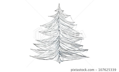 Christmas tree one continuous line drawing. Decorative tree on a white background. 107625339
