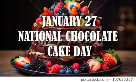 Chocolate cake. January 27. International Day of Chocolate cake with fresh berries. 107625357