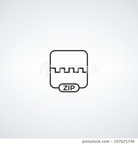 Compressed archive ZIP file document icon. ZIP file symbol. Stock vector illustration isolated on white background. 107625746