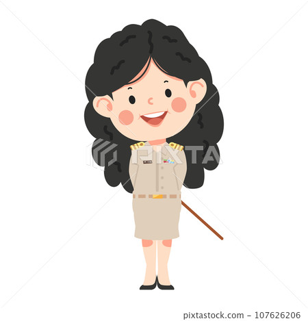 Thai female teacher with wooden stick 107626206