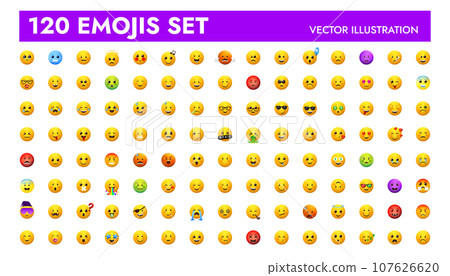 Big yellow emoji set vector illustration design 107626620