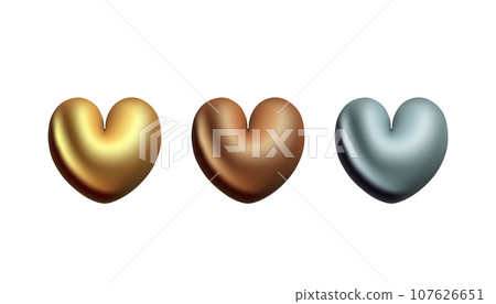 3D hearts set vector illustration design. 107626651