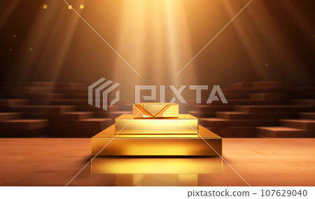 Empty luxury golden stage for beauty products 107629040