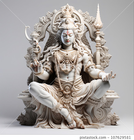 Shiva Hindu Deity Statue in Sacred Temple India, Generative Ai 107629581