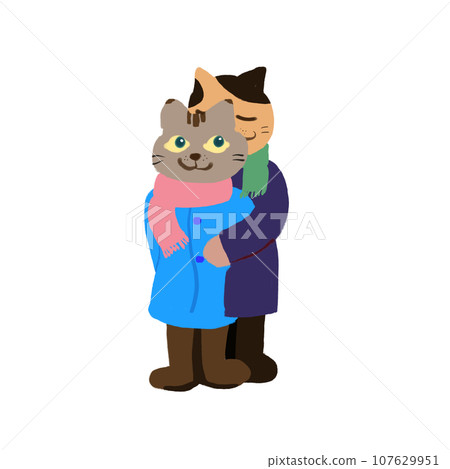 Warm season (couple of cats cuddling) 107629951
