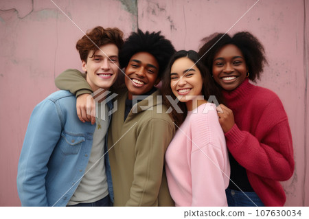 Emotional Connection: Diverse Friends Hugging 107630034