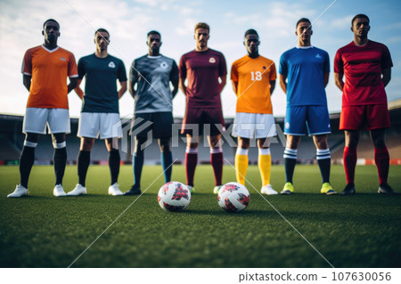 Diverse Athletes on the Soccer Field 107630056