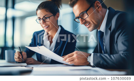 Business Group Reviewing Reports 107630089