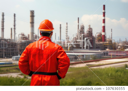 Industrial Laborer near Oil Refinery 107630355