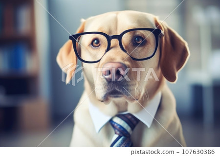 Quirky Business Labrador in Nerdy Glasses 107630386