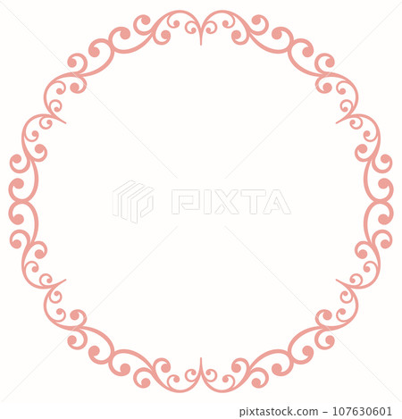 Floral Abstract Round Vector Frame With Arabesques 107630601