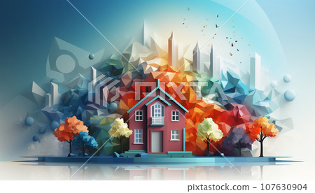 Miniature house in the garden. Property concept.  Ai-generated 107630904