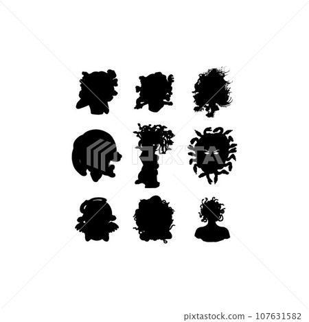 woman snake set collection icon logo 107631582