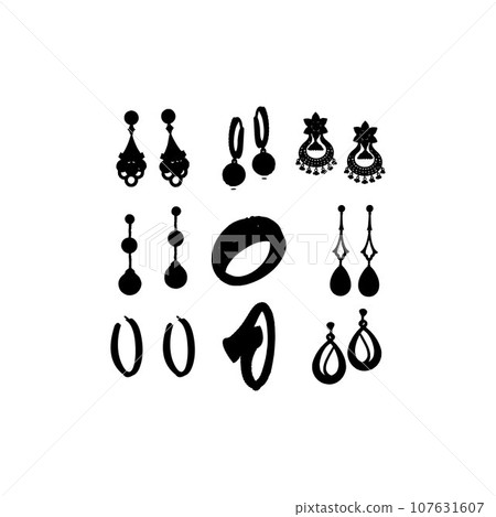woman earring silhouette set collection creative design woman earring silhouette set collection creative design 107631607