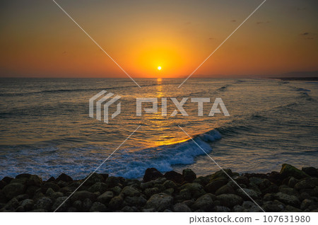 Sunset above Arabian Sea and a beach in Salalah, Oman Sunset above Arabian Sea and a beach in Salalah, Oman 107631980