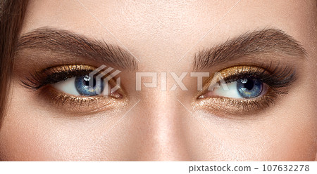 Beautiful female eyes with long eyelashes Beautiful female eyes with long eyelashes 107632278