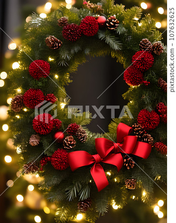 cozy wreath closeup warm lighting Pantone cozy wreath closeup warm lighting Pantone 107632625