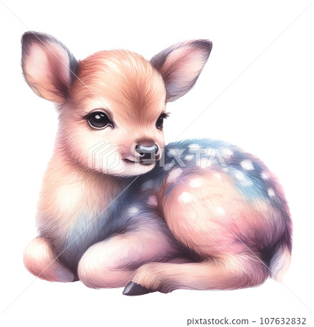 Cute little fawn. Digital art painting. Cute little fawn. Digital art painting. 107632832