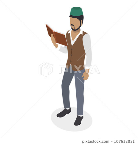 3D Isometric Flat Vector Set of Muslim People. Item 3 3D Isometric Flat Vector Set of Muslim People. Item 3 107632851