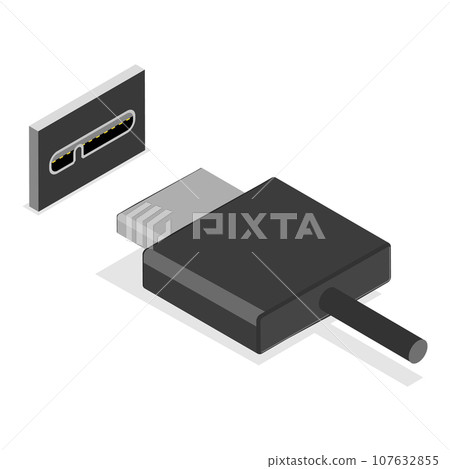 3D Isometric Flat Vector Set of USB Types. Item 1 3D Isometric Flat Vector Set of USB Types. Item 1 107632855