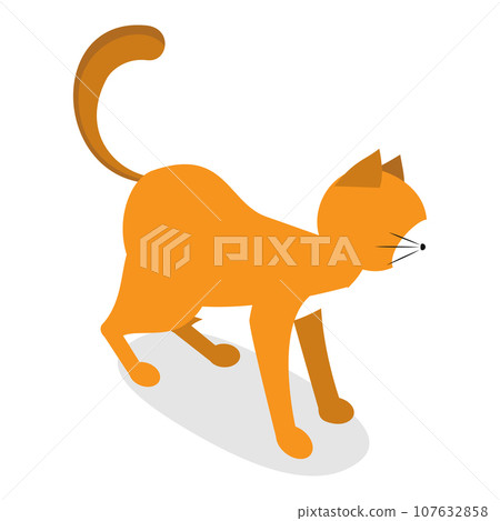 3D Isometric Flat Vector Set of Cats Behavior Poses. Item 12 107632858