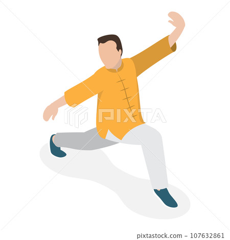 3D Isometric Flat Vector Set of Tai Chi. Item 2 107632861