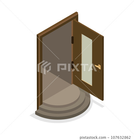 3D Isometric Flat Vector Set of Doors. Item 2 107632862