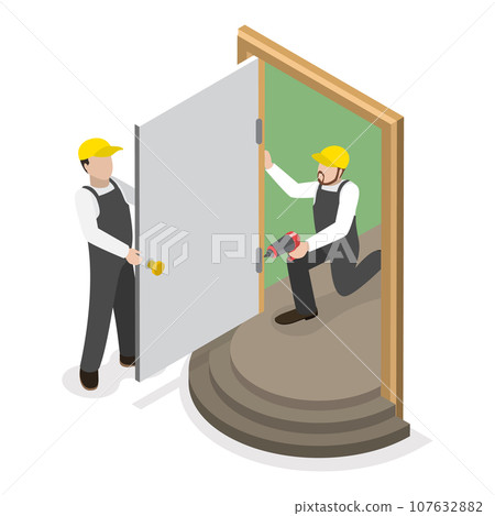 3D Isometric Flat Vector Set of Renovation and Decoration of Room. Item 1 3D Isometric Flat Vector Set of Renovation and Decoration of Room. Item 1 107632882