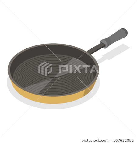 3D Isometric Flat Vector Set of Frying Pans. Item 1 3D Isometric Flat Vector Set of Frying Pans. Item 1 107632892