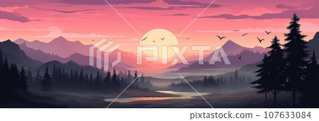 Mystical mysterious fog in the forest 107633084