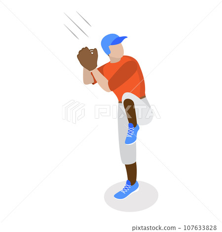 3D Isometric Flat Vector Set of Baseball Players. Item 1 107633828