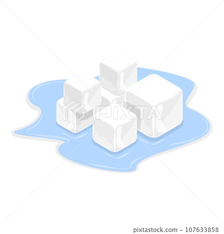 3D Isometric Flat Vector Set of Ice Cubes for Cocktails. Item 2 107633858