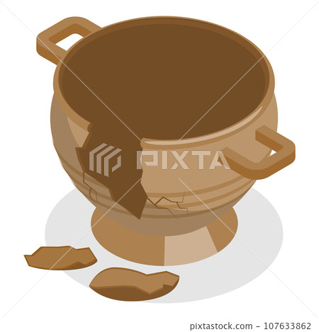 3D Isometric Flat Vector Set of Antique Pottery. Item 2 107633862