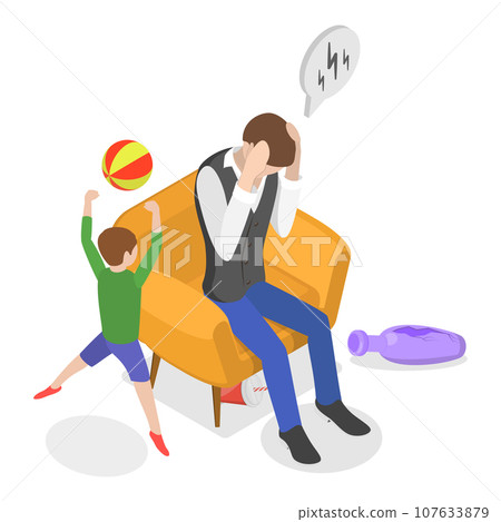 3D Isometric Flat Vector Illustration of ADHD Problem. Item 3 3D Isometric Flat Vector Illustration of ADHD Problem. Item 3 107633879