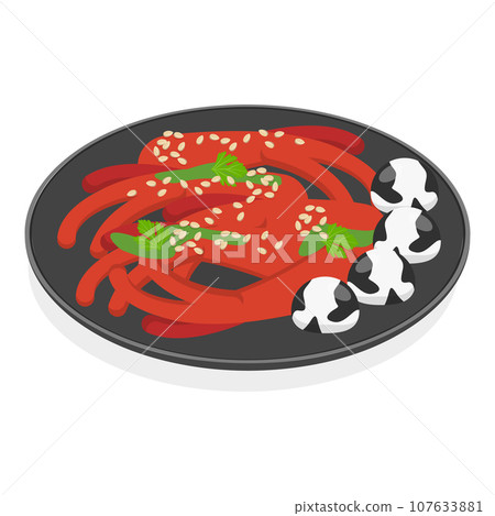 3D Isometric Flat Vector Set of Korean Food. Item 3 107633881