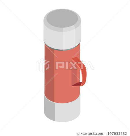 3D Isometric Flat Vector Set of Thermoses. Item 3 3D Isometric Flat Vector Set of Thermoses. Item 3 107633882