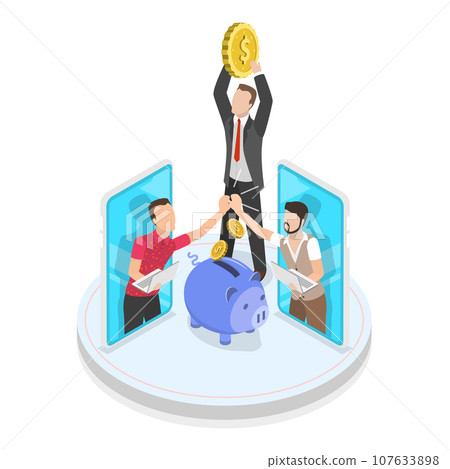 3D Isometric Flat Vector Illustration of Startup Funding. Item 1 107633898