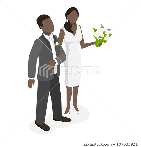 3D Isometric Flat Vector Set of Newlyweds. Item 2 107633921