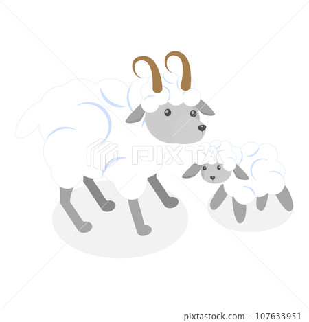 3D Isometric Flat Vector Set of Farm Animal Families. Item 1 107633951