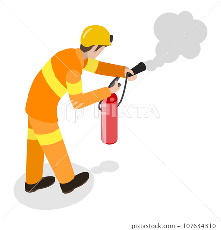 3D Isometric Flat Vector Set of Firefighter Characters. Item 1 3D Isometric Flat Vector Set of Firefighter Characters. Item 1 107634310