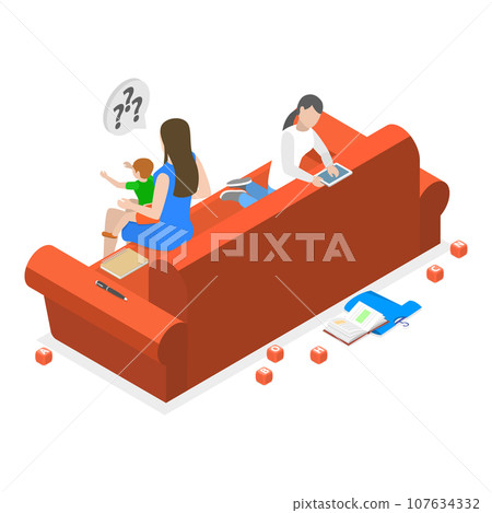 3D Isometric Flat Vector Illustration of ADHD Problem. Item 1 3D Isometric Flat Vector Illustration of ADHD Problem. Item 1 107634332