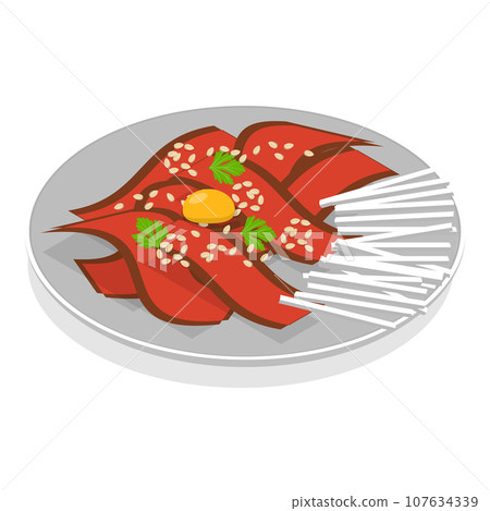 3D Isometric Flat Vector Set of Korean Food. Item 1 3D Isometric Flat Vector Set of Korean Food. Item 1 107634339