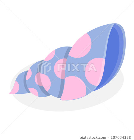 3D Isometric Flat Vector Set of Seashells. Item 5 107634358
