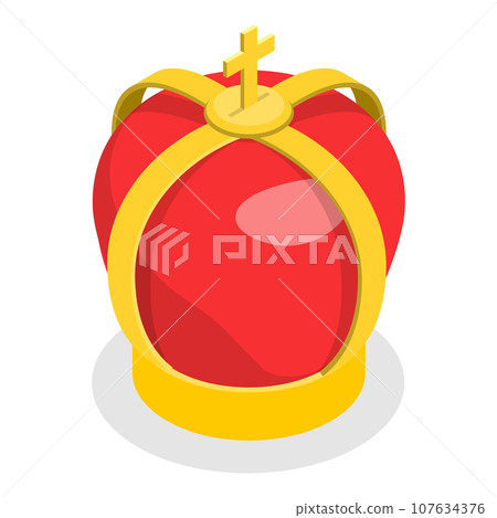 3D Isometric Flat Vector Set of Golden Crowns. Item 1 3D Isometric Flat Vector Set of Golden Crowns. Item 1 107634376