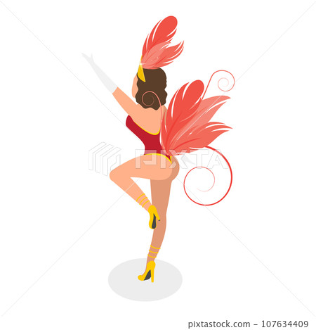3D Isometric Flat Vector Illustration of Brazilian Samba Dancers. Item 3 3D Isometric Flat Vector Illustration of Brazilian Samba Dancers. Item 3 107634409