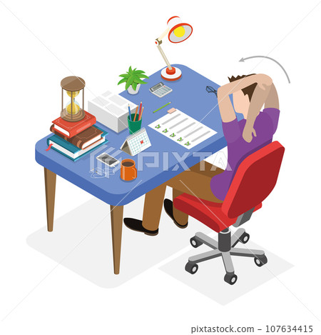 3D Isometric Flat Vector Illustration of Exercises In Office. Item 3 3D Isometric Flat Vector Illustration of Exercises In Office. Item 3 107634415